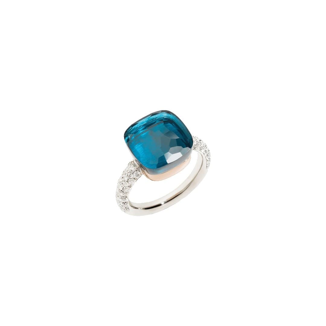 London Blue Topaz and Diamond Nudo Maxi Ring by Pomellato | Diamond Cellar