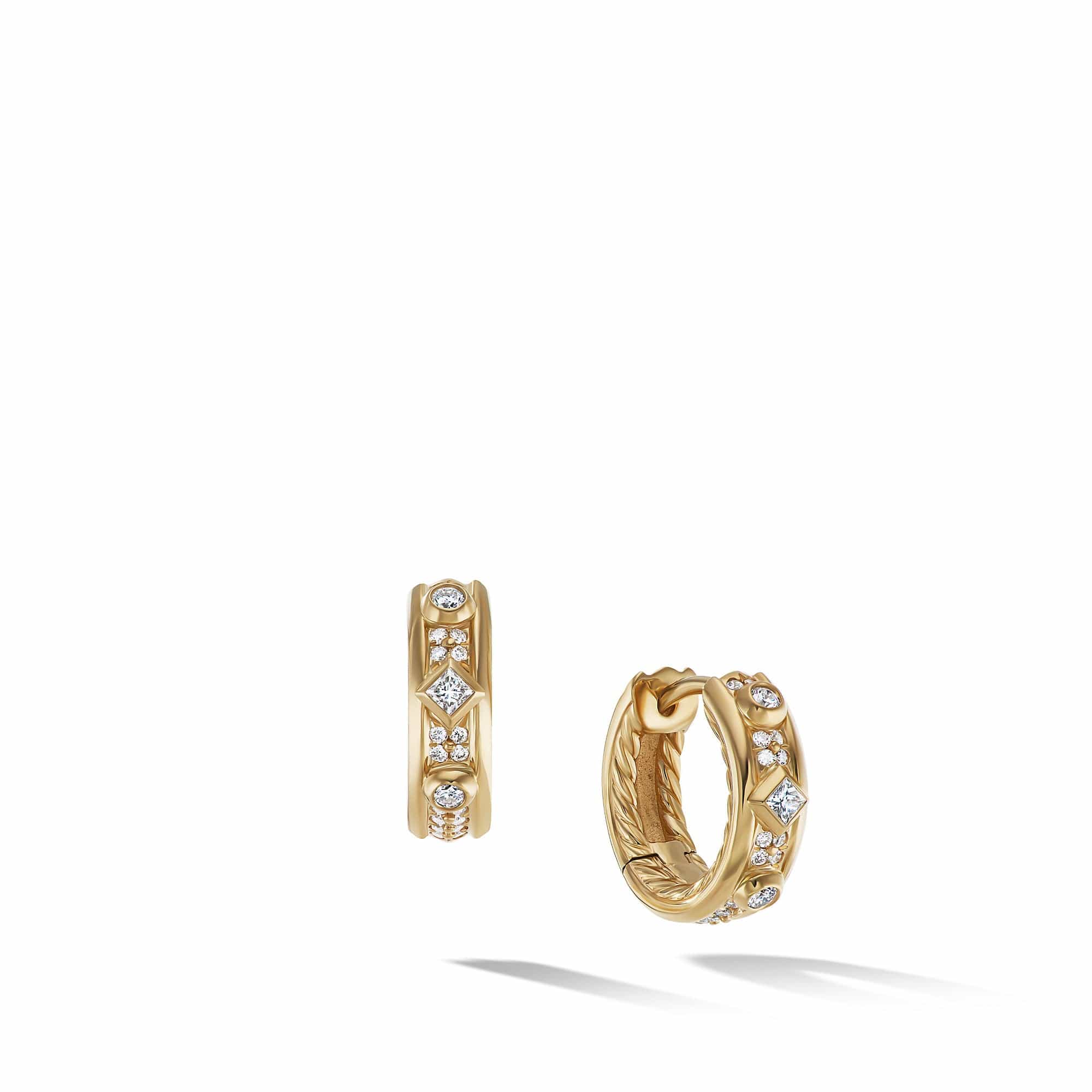 Modern Renaissance Huggie Hoop Earrings in 18K Yellow Gold with