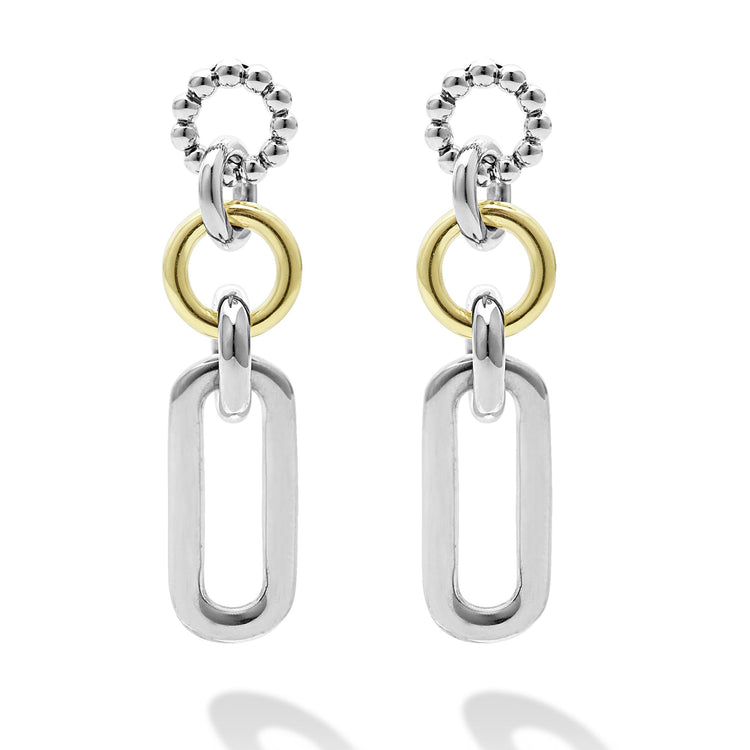 Two-Tone Link Drop Earrings