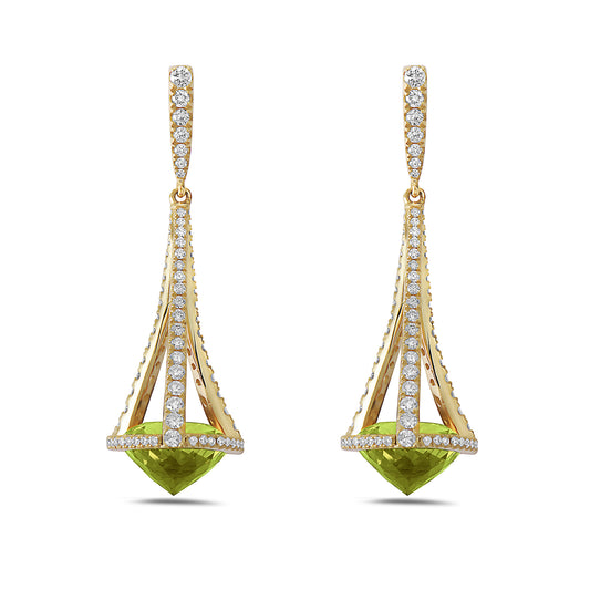 Peridot & Diamond Chandelier Earrings