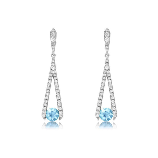 Aquamarine & Diamond Dangle Earrings