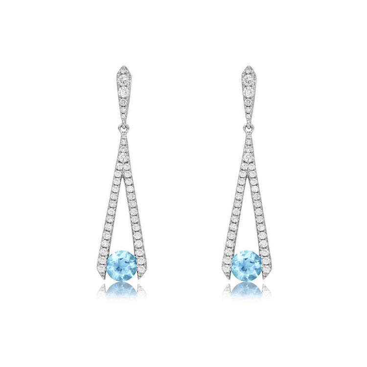 Aquamarine & Diamond Dangle Earrings