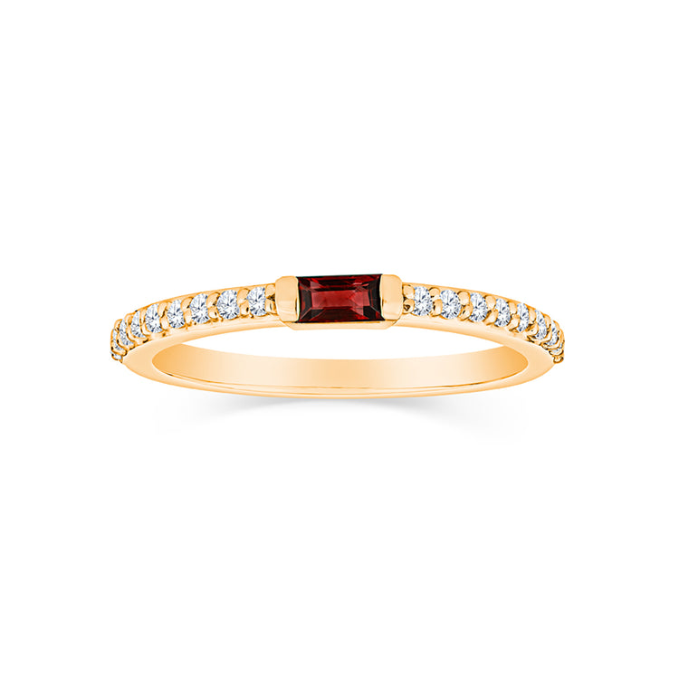 Stackable Semi-Bezel Set Ruby and Diamond Band