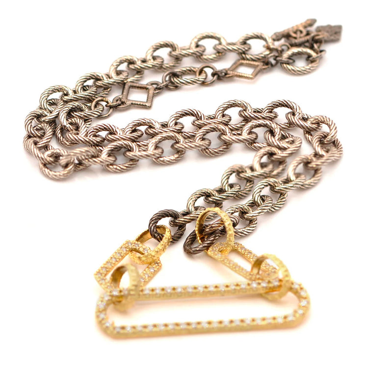 Chain Link Necklace with Pavé Paperclip