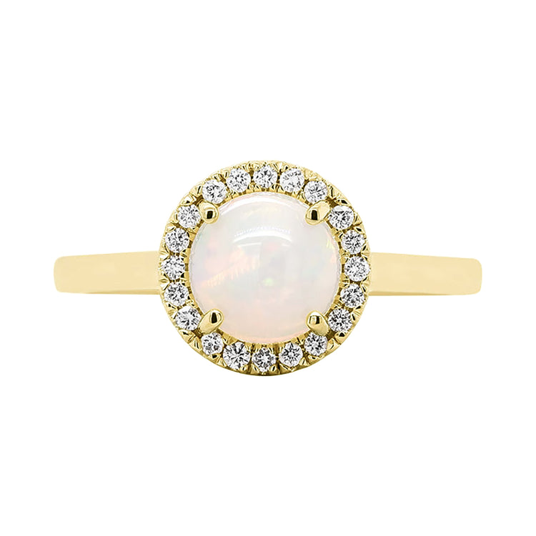 Ethiopian Opal & Diamond Halo Ring