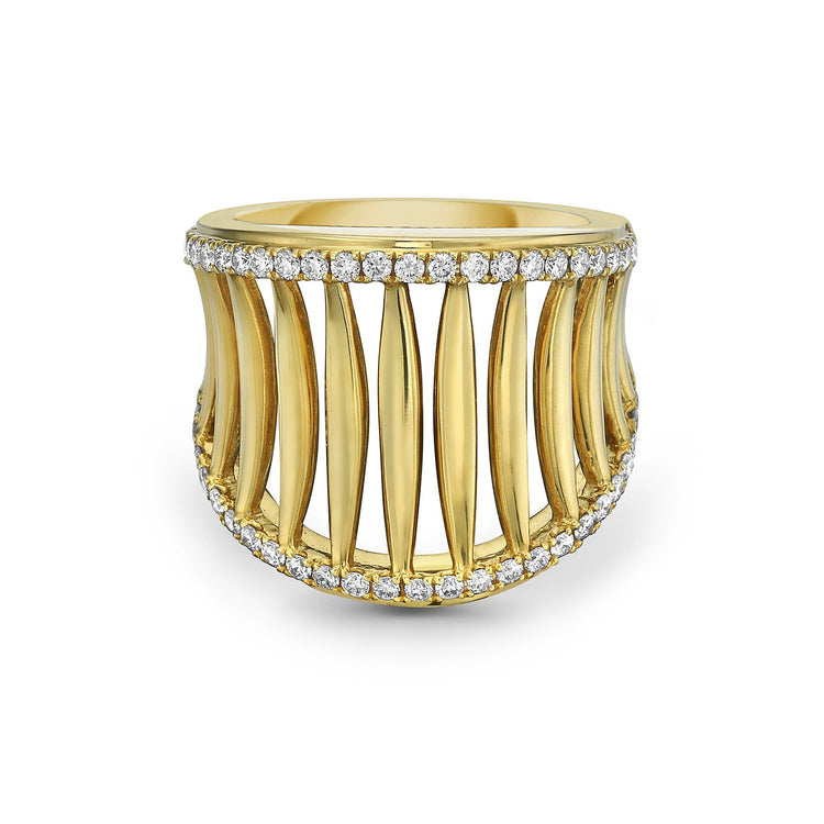 Diamond & Gold Birdcage Ring (20mm)