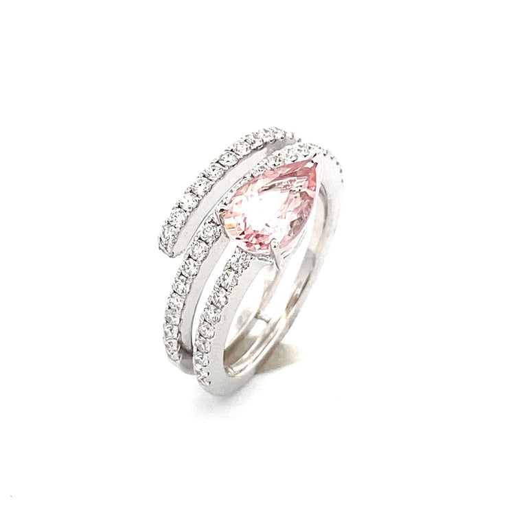 Morganite Pastel Wrap Ring with Diamonds