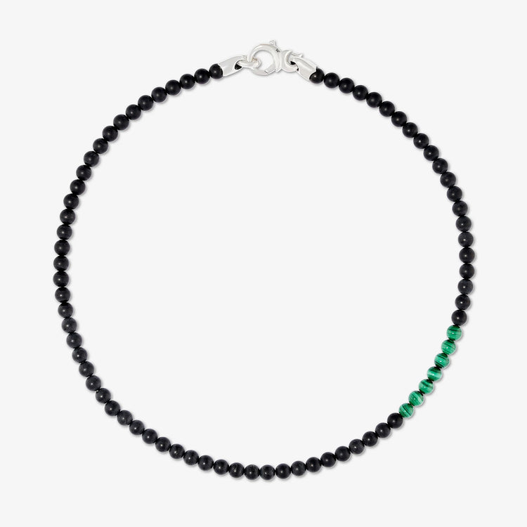 Thorn Bead Necklace in Onyx and Malachite