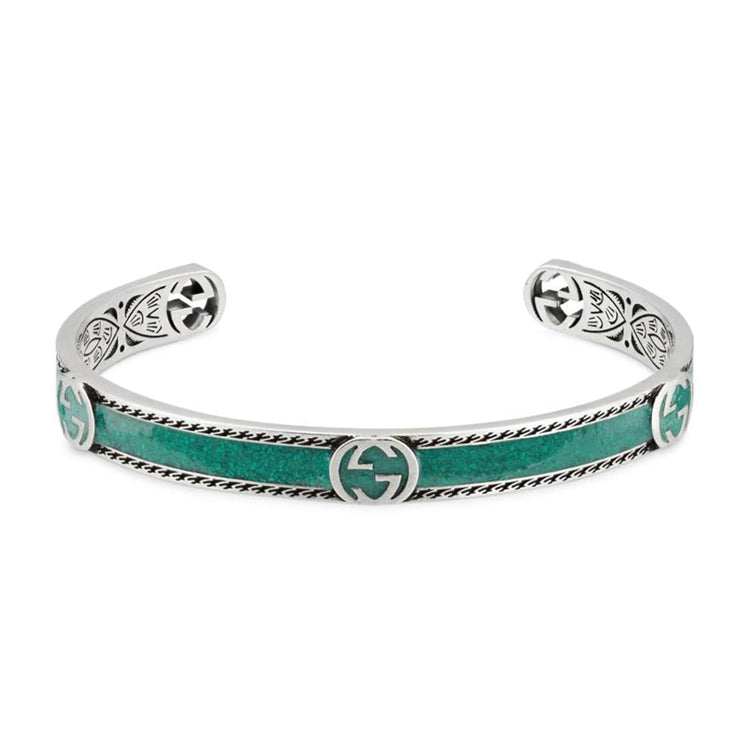 Interlocking G Cuff in Turquoise Enamel