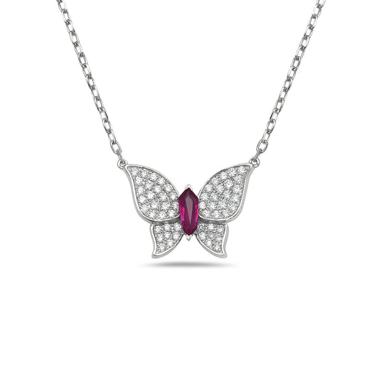 Ruby & Diamond Butterfly Pendant