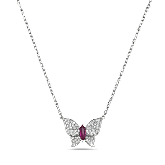 Ruby & Diamond Butterfly Pendant