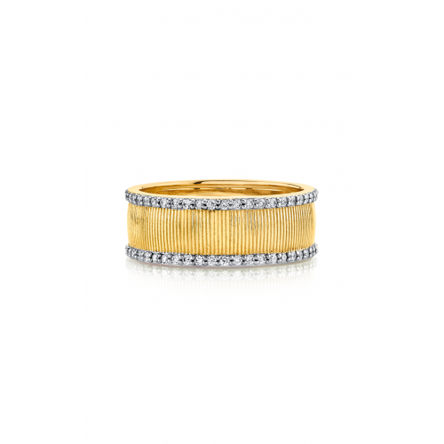 18k Yellow Gold Diamond Strie Ring