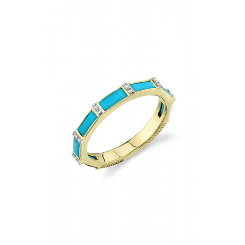 18k Yellow Gold Turquoise Band