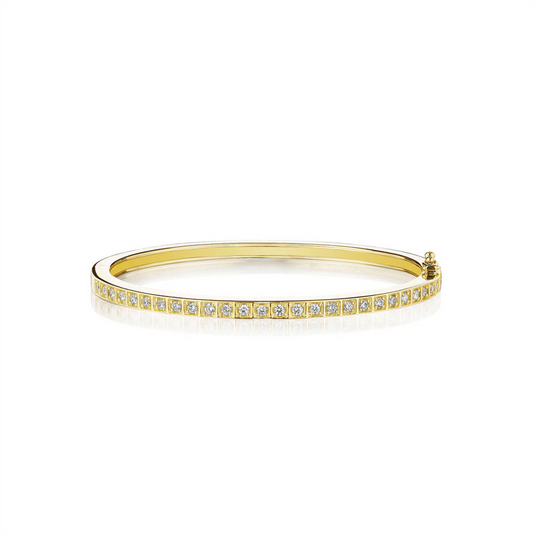 18k Yellow Gold Thin Diamond Bangle