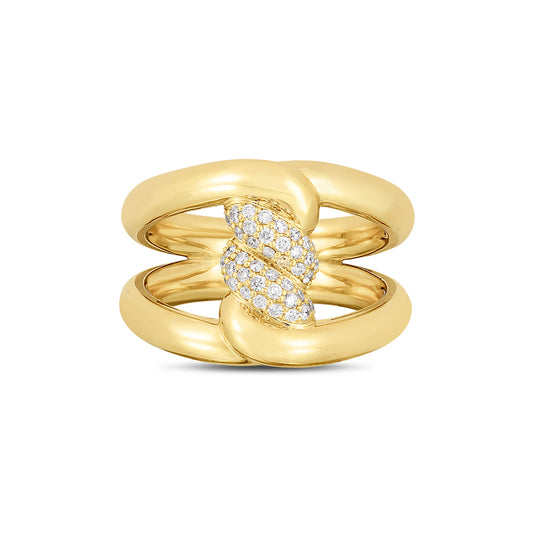 Cialoma Knot Link Ring with Accent Diamonds