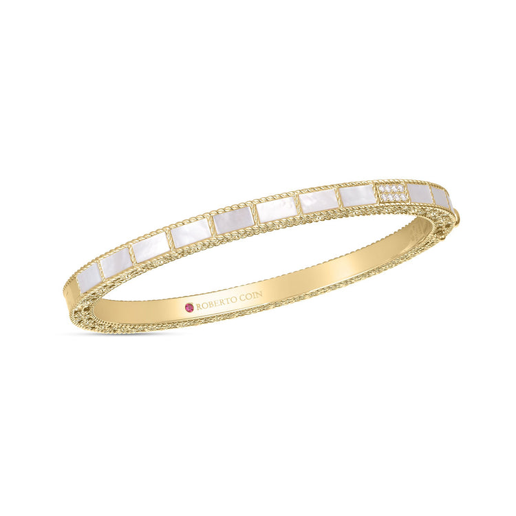 Mosaic Diamond Accent & Mother of Pearl Bangle