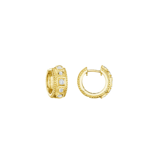 Round & Square Station Huggie Earrings