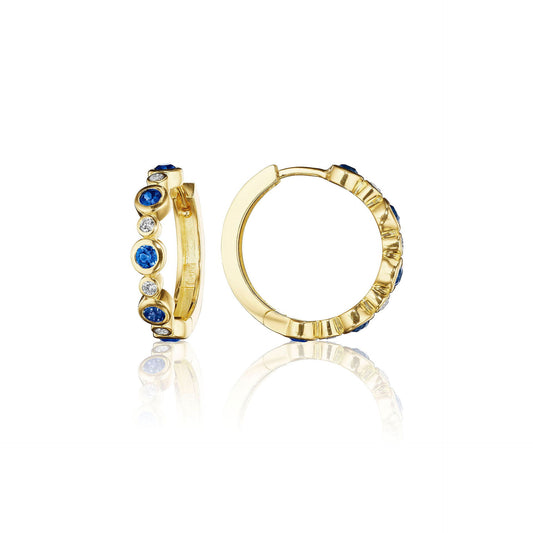 Blue Sapphire Aura Hoop Earrings