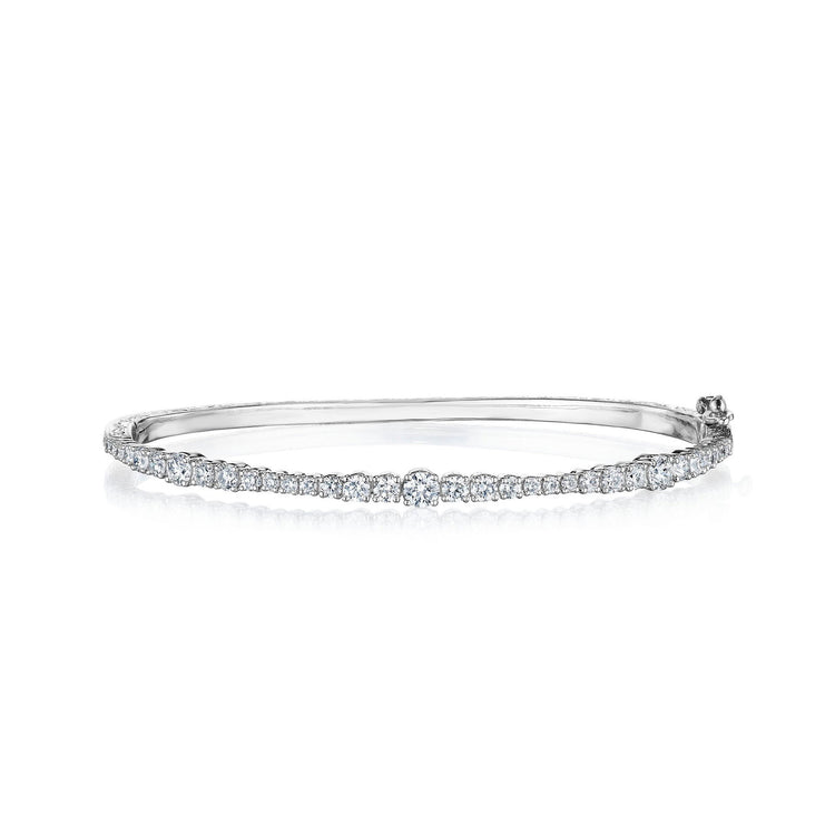 Thin Prong-Set Wave Bangle