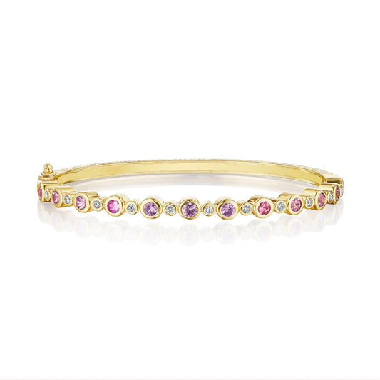 Pink Sapphire & Diamond Aura Bangle