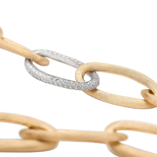 Jaipur Gold Oval Link Bracelet With Pavé Diamonds