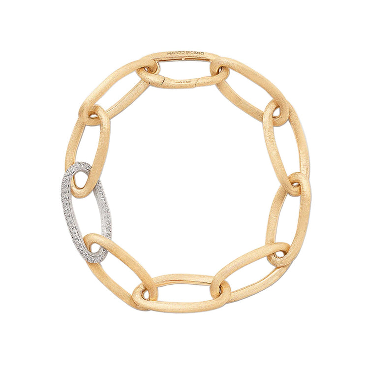 Jaipur Gold Oval Link Bracelet With Pavé Diamonds