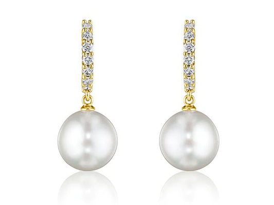 Pearl Drop Hoop Earrings