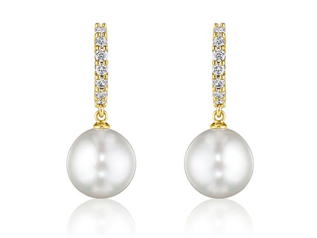 Pearl Drop Hoop Earrings