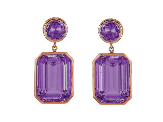 18k Rose Gold Amethyst Pietra Drop Earrings