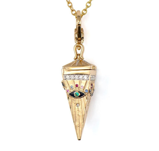 14KYG 0.39CT DIA 4-SIDED PENDULUM W/EMER&SAP