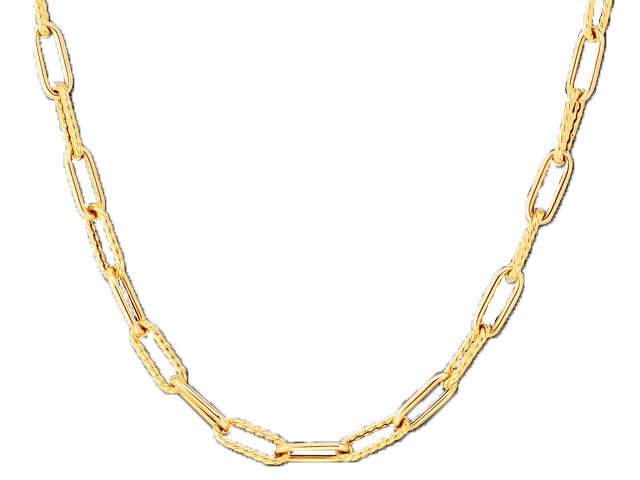 Alternating Polished and Fluted Paperclip Link Necklace (22 inches)