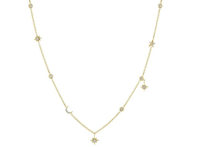 Diamond Hanging Star and Moon Eyegla Chain