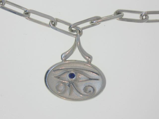 Blue Sapphire Evil Eye Paperclip Bracelet