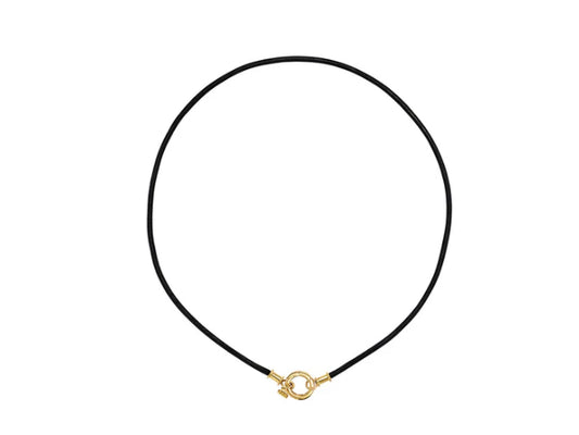 18k Yellow Gold & Black Leather Cord