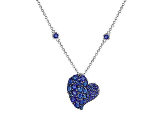 18k White Gold Sapphire Heart Necklace