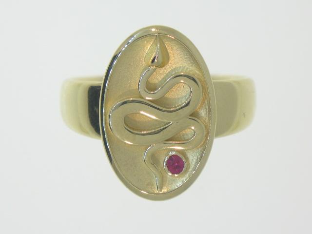 Ruby Snake Signet Ring