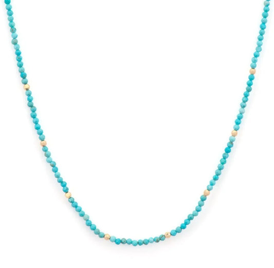 14KYG 18" DELICATE TURQUOISE BEADED CHAIN
