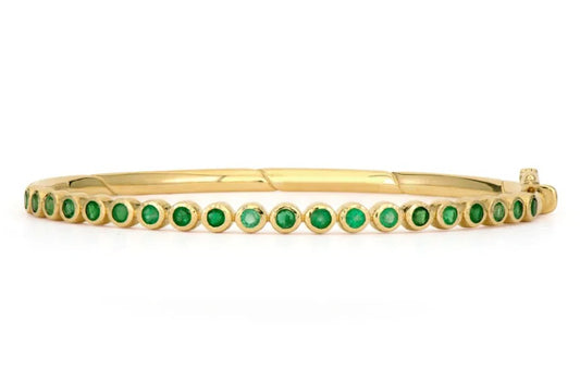 14KYG EMER, 0.10CT DIAMOND CLASSIC BEZEL BANGLE