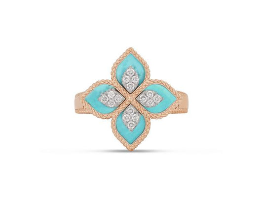 Turquoise & Diamond Prince Flower Ring