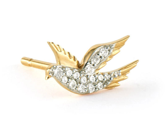 14KYG 0.07CT G SI DIA SONGBIRD SINGLE STUD EARRING