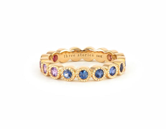 14KYG OMBRE SAPPHIRE BEZEL SET BAND SIZE 7