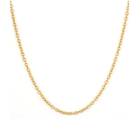 14KYG 22" TEXTURED OVAL LINK CHAIN