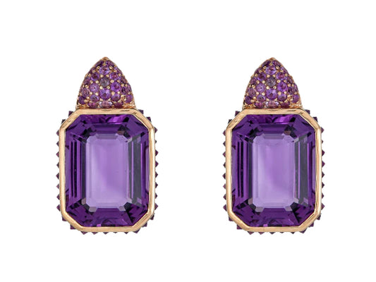 18k Rose Gold Amethyst Pietra Reverse Earrings