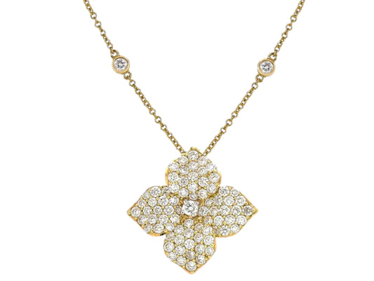 Large Flower Pendant with Diamond Chain