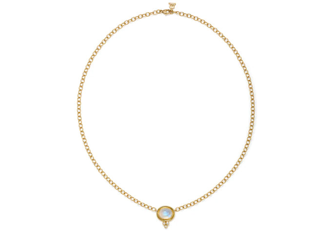 18k Yellow Gold Blue Moonstone Necklace