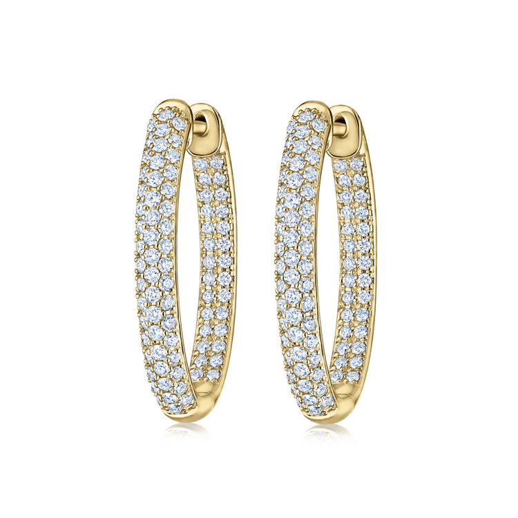 Moonlight Oval Hoop Earrings with Pavé Diamonds