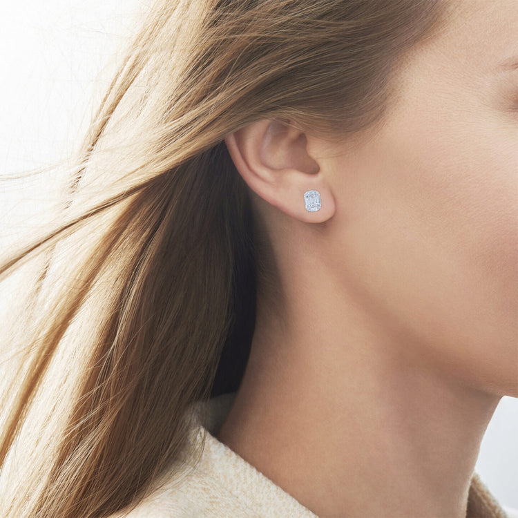 Sunburst Small Earrings with Emerald-Cut Diamonds