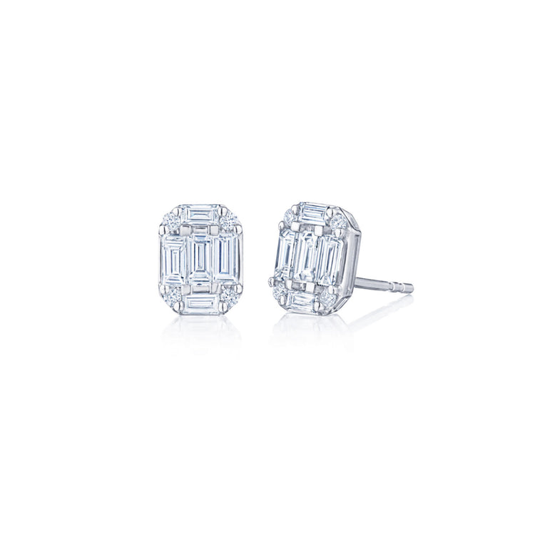 Sunburst Small Earrings with Emerald-Cut Diamonds