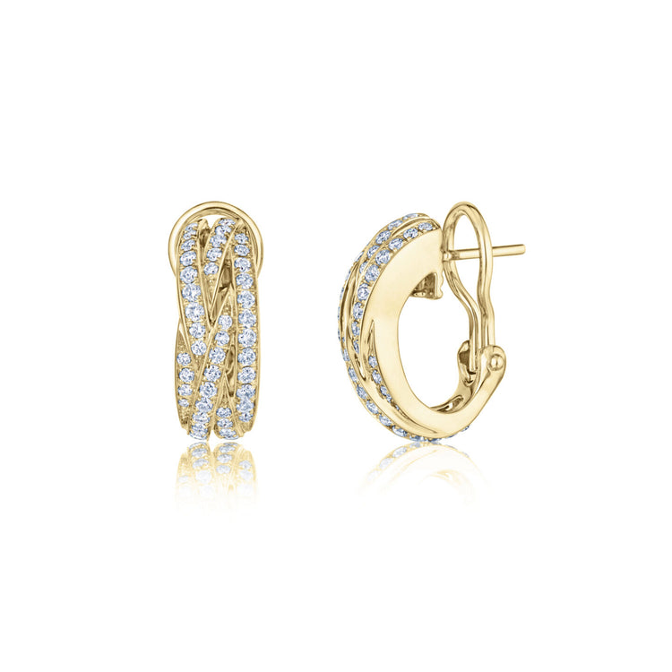 Twist Huggie Earrings with Diamonds