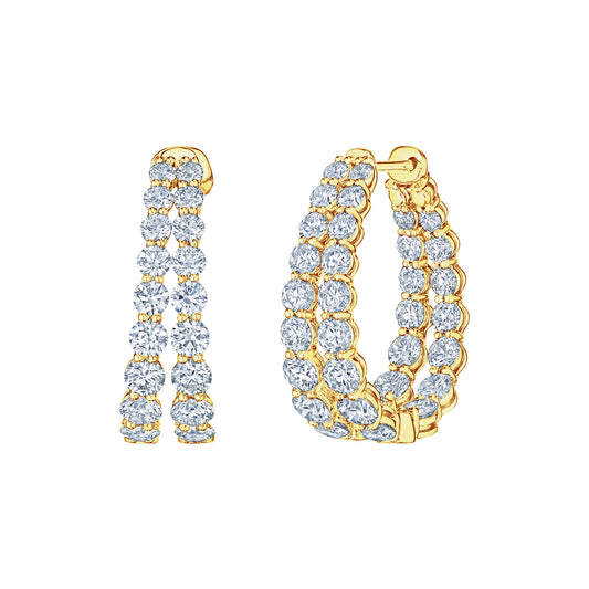 Lyric Double Hoop Earrings with Graduated Diamonds